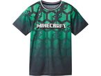 Minecraft-themed boys' green and black short-sleeved t-shirt.