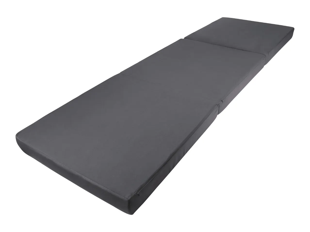 Dark gray foldable mattress or lounge cushion on a white background