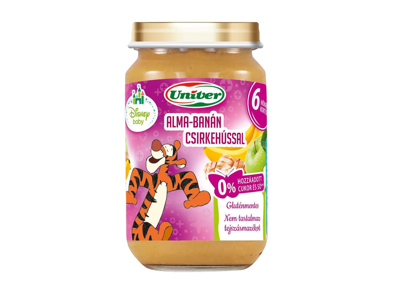 Uniter gyümölcspüré Disney Baby-vel: alma, banán és csirke.