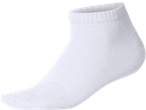 Single white ankle sock, shown from the side on a black background.