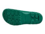 Green garden clog sole with textured grip and product information.