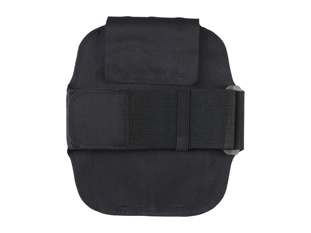 Black sports armband with a phone pouch and adjustable strap