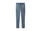 Blaue Jeans-Cargohose mit Kordelzug und elastischem Bund