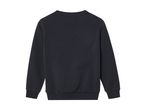 A dark navy blue crewneck sweatshirt.