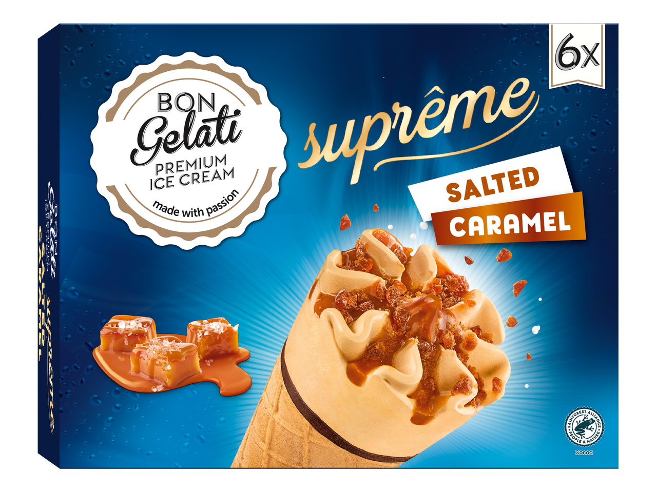 Bon Gelati Supreme sós karamell fagylaltkúp (6 db-os csomag).