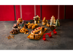 Christmas sweets assortment: nougat, baklava, caramels, chocolates, biscotti, and coffee.