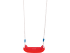 Red Lupilu swing with white ropes and blue adjustment elements.