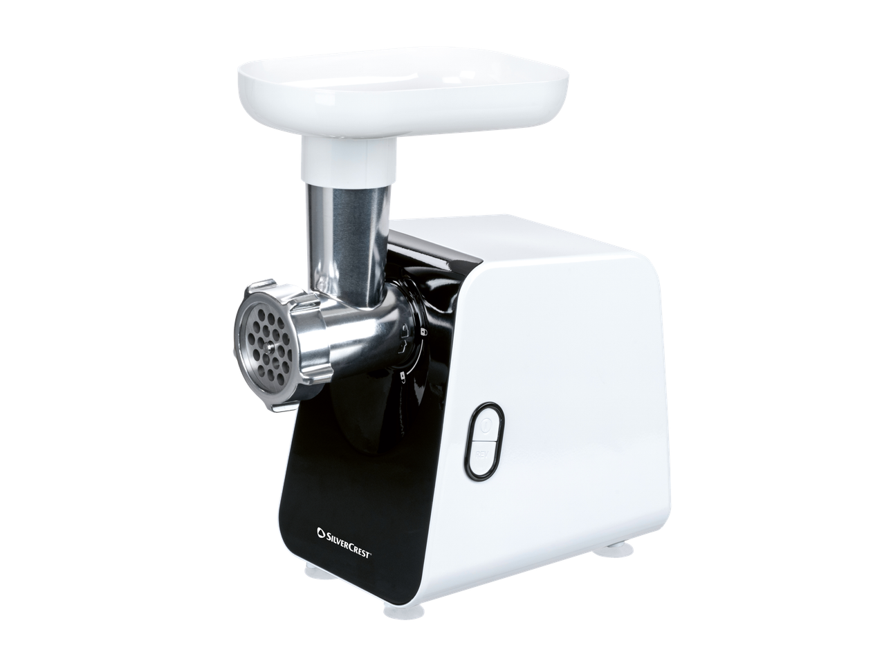SILVERCREST® 300W Electric Mincer, white and black with a metal grinding head