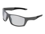 Grey sports sunglasses with mirrored lenses and black temple tips