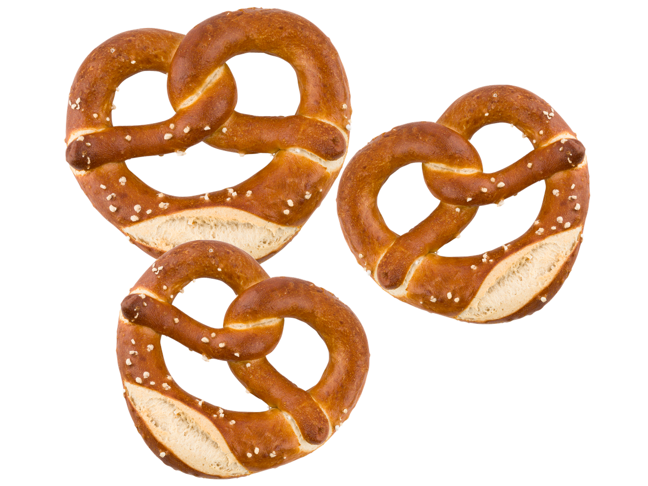 Tre salta pretzels i fokus.