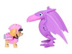 Pink dog toy figure with a jetpack and a purple pterodactyl toy.