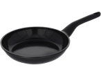 Black frying pan with a non-stick coating and a long handle
