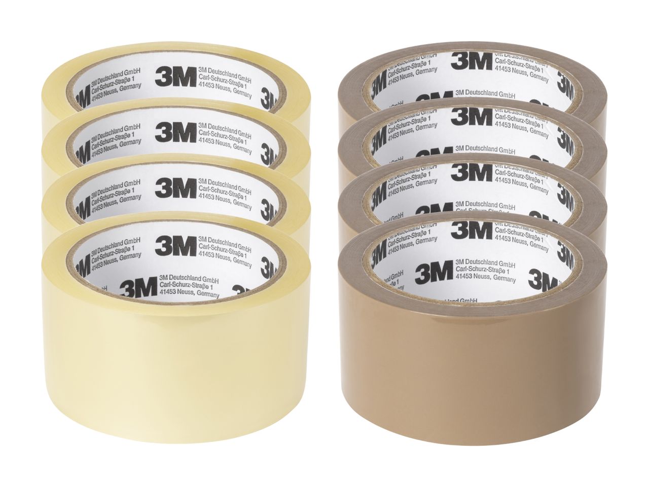 3M Klebebänder, transparent und kraftfarben.