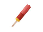 Gelatelli Sladoled na palčki premium, um picolé vermelho e amarelo.
