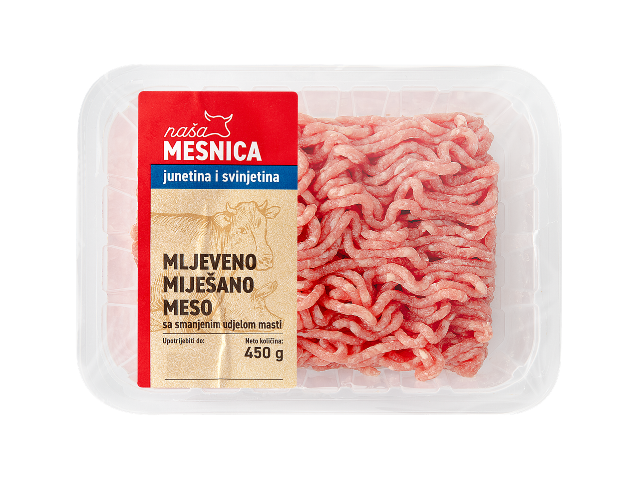 Naša Mesnica mljeveno miješano meso od junetine i svinjetine, 450 g.