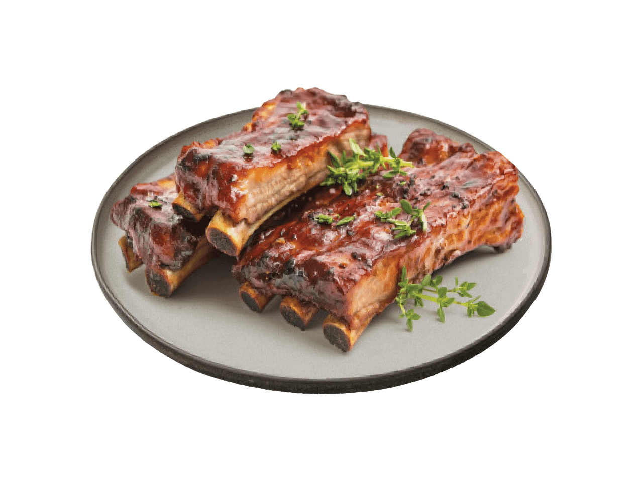 Taldrikul läikivad ribid värske tüümianiga