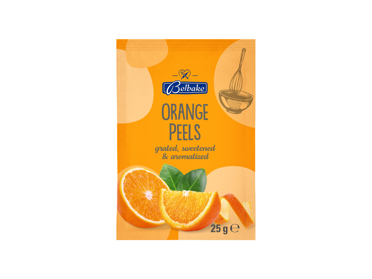 Ambalaj Bellbake cu coji de portocală, rase, îndulcite și aromatizate, 25 g