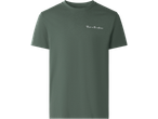 Dark green short-sleeved t-shirt with the text 'Thrive in the unknown' on the chest.