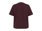 Back view of a plain dark red short-sleeved t-shirt.