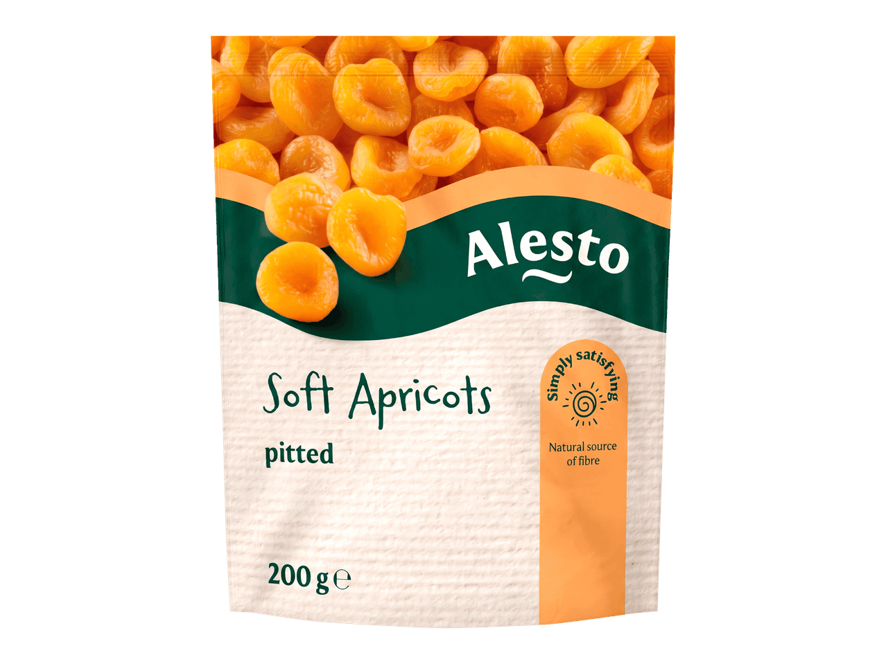 Pussi pehmeitä, kivettömiä aprikooseja, 200 g, luonnollinen kuidun lähde.