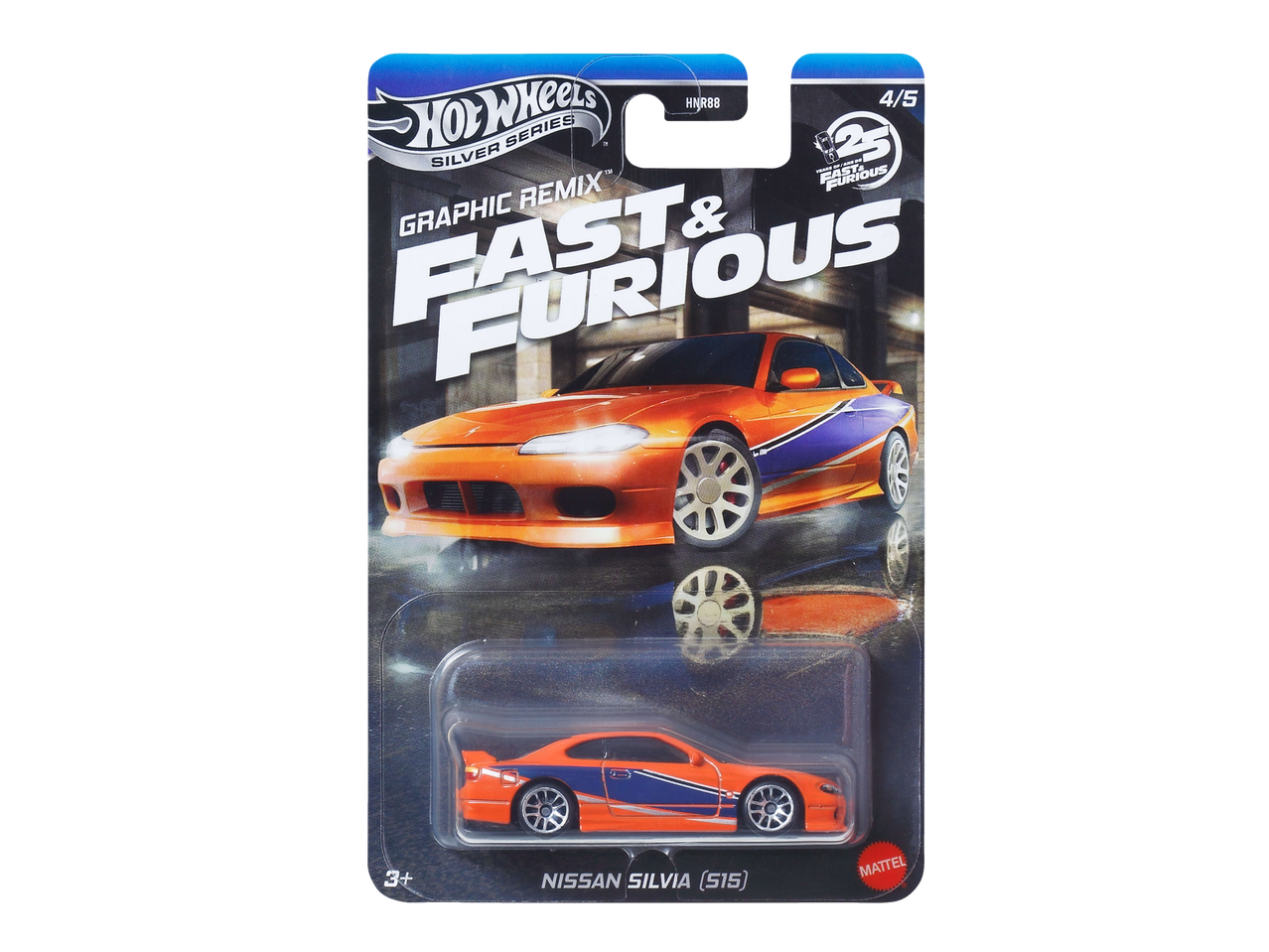 Hot Wheels Nissan Silvia (S15) žaislinis automobilis iš „Fast & Furious Graphic Remix“ serijos