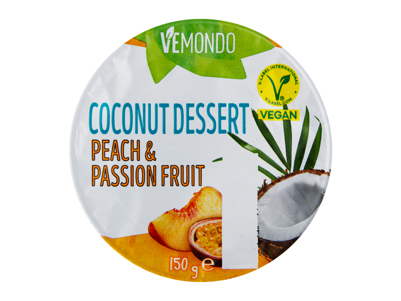 VEMONDO kokosov desert sa breskvom i marakujom, 150g, veganski.