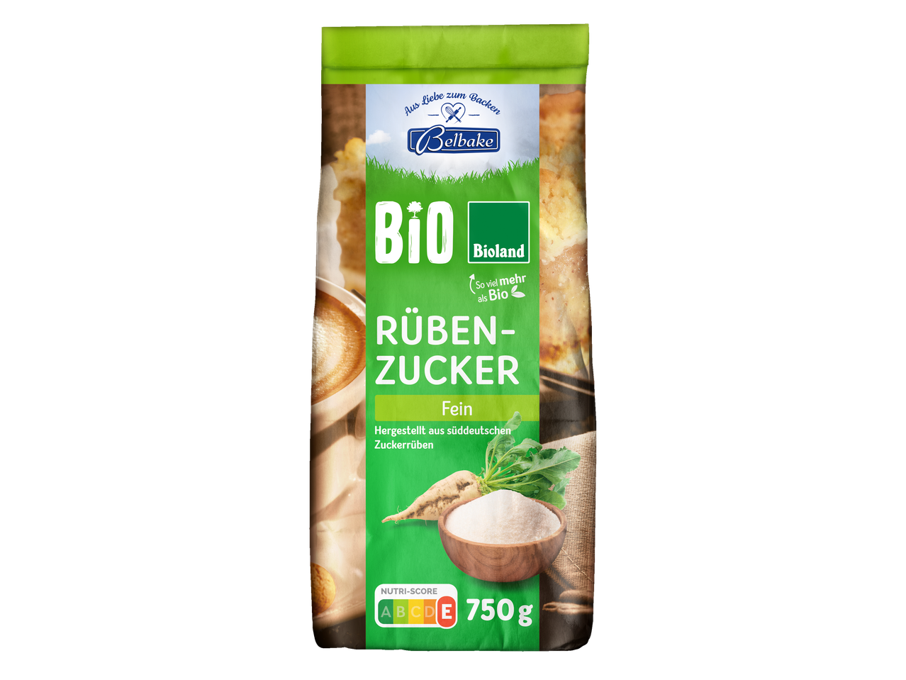 Belbake Bioland Bio-Zuckerrübenzucker, fein, 750g.