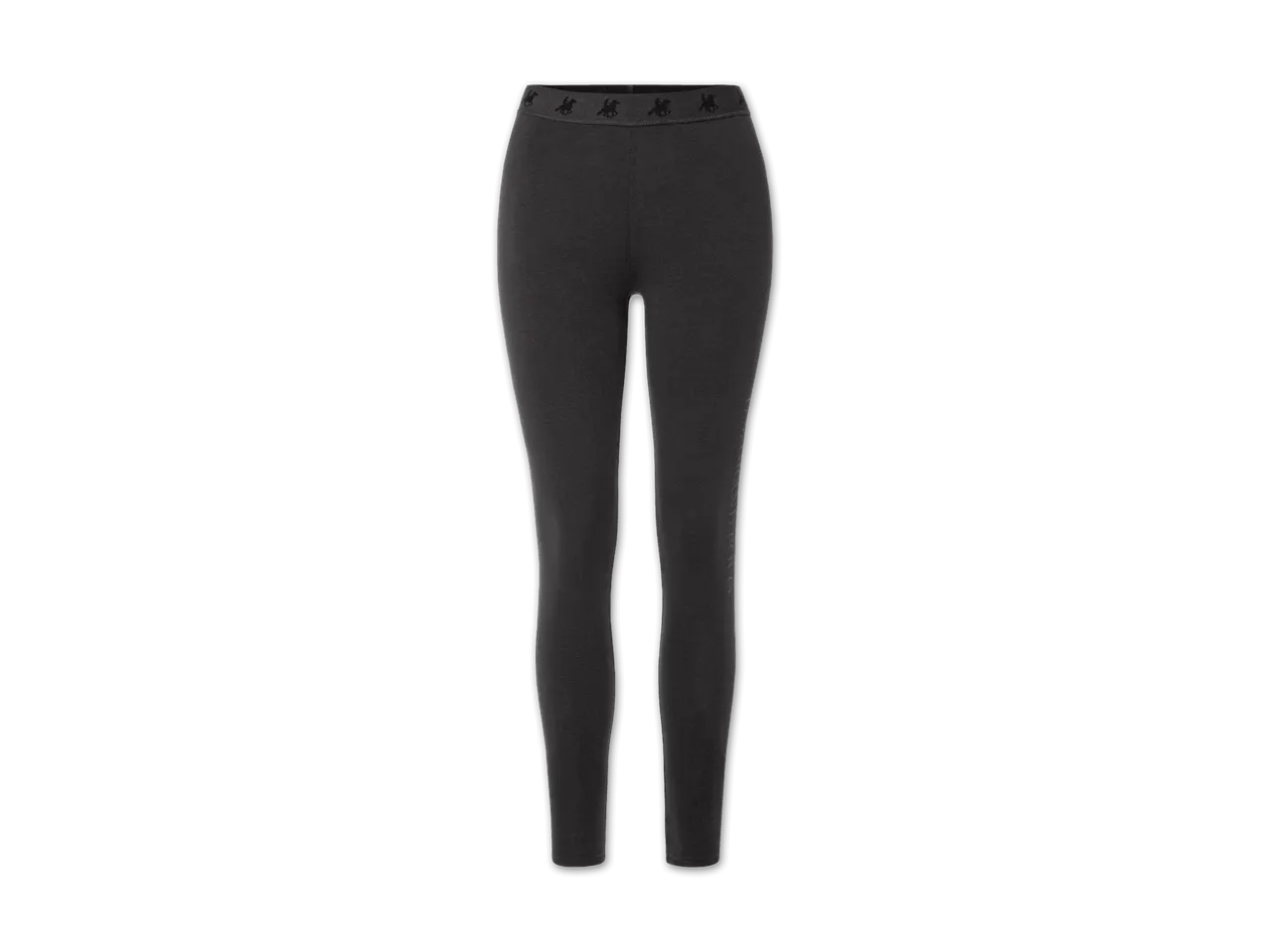 Dunkelgraue Leggings mit gemustertem Bund