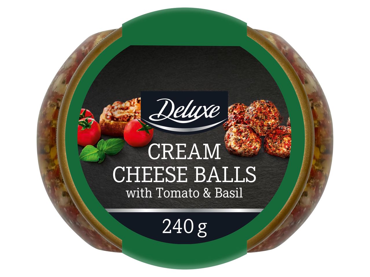 Delicia krémsajt golyók paradicsommal és bazsalikommal, 240g.