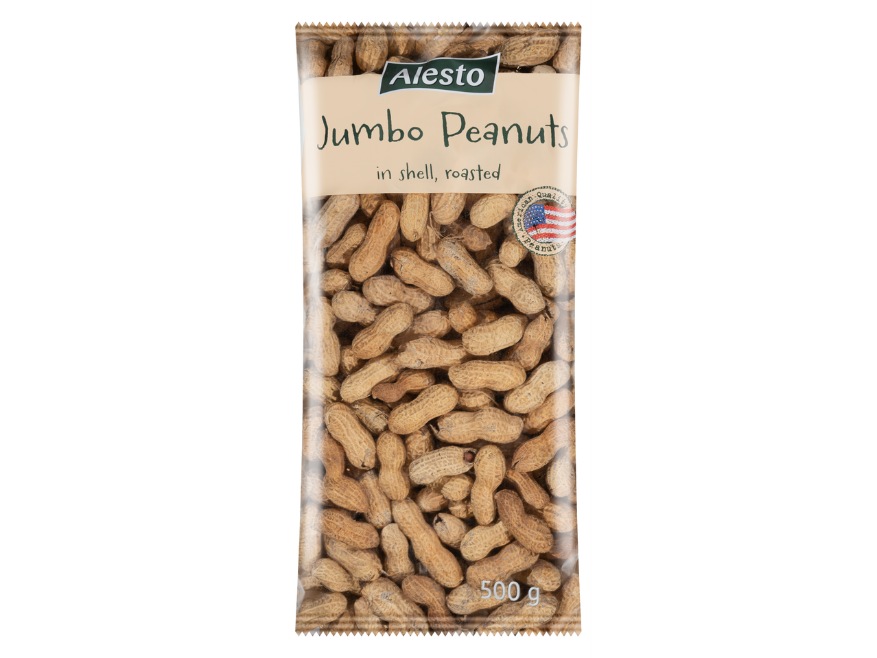 500g Alesto Jumbo földimogyoró, pörkölt, héjában.