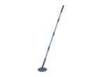 A telescopic spin mop with a round head and a long, extendable handle.