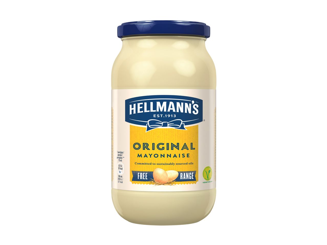 Hellmann's Original majonees purgis, millel on silt ja toitumisalane teave.