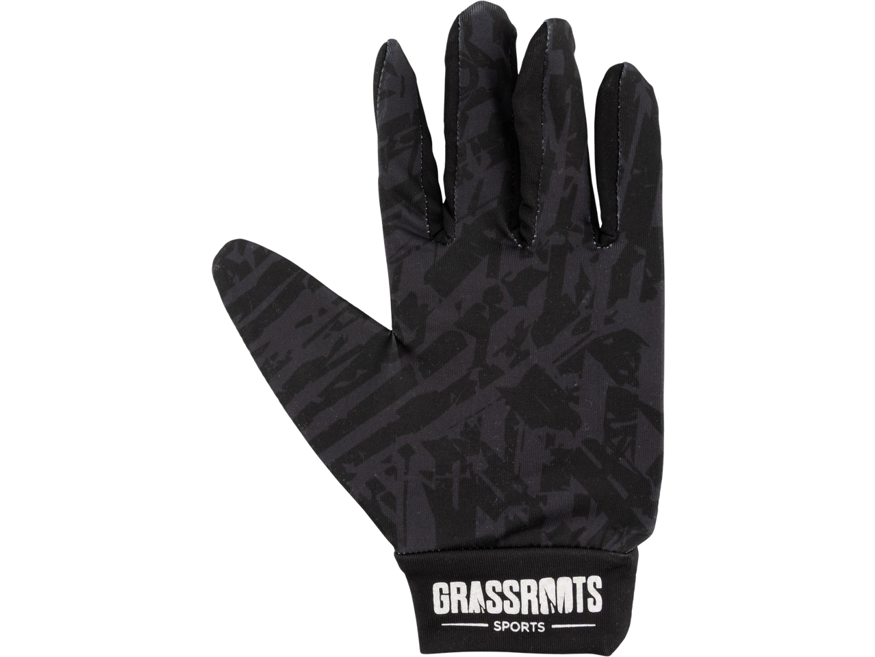 Black kids' football gloves with a subtle geometric pattern and 