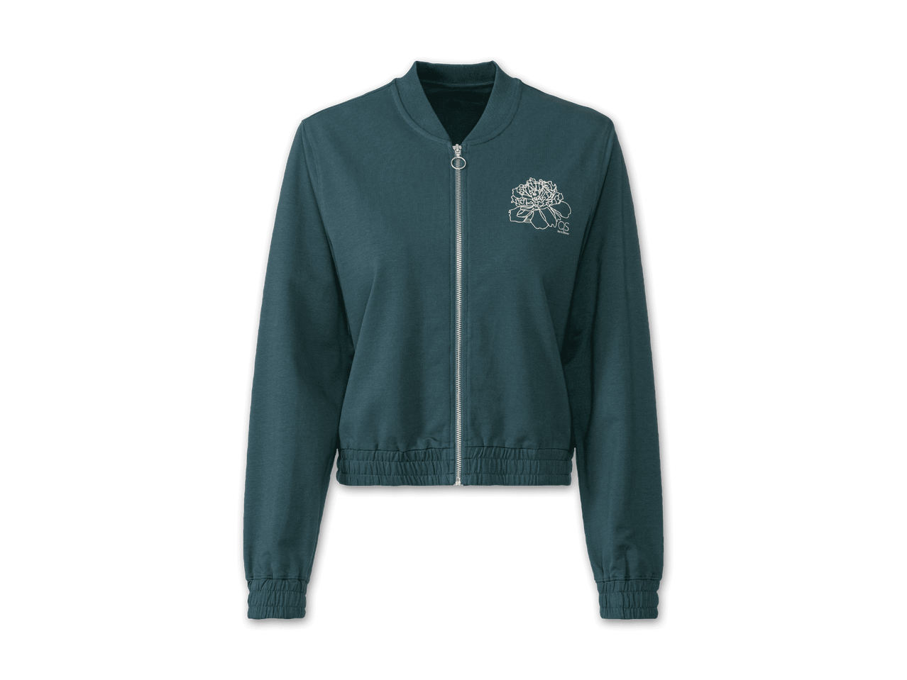 Dunkelblaue Damen-Bomberjacke mit gestickter Blume von QS by s.Oliver.