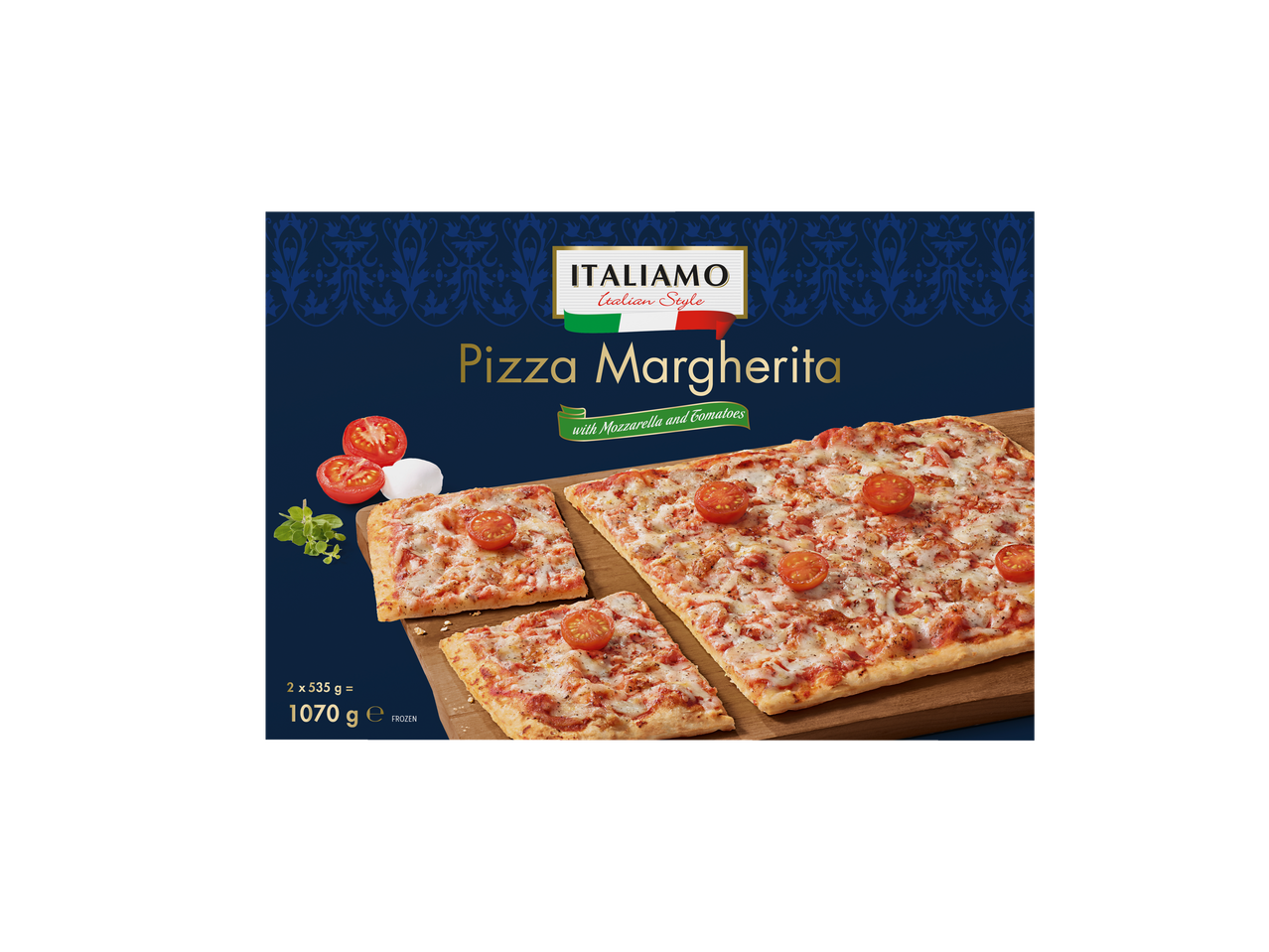 ITALIAMO Pizza Margherita com mozzarella e tomate, embalagem de 2x535g.