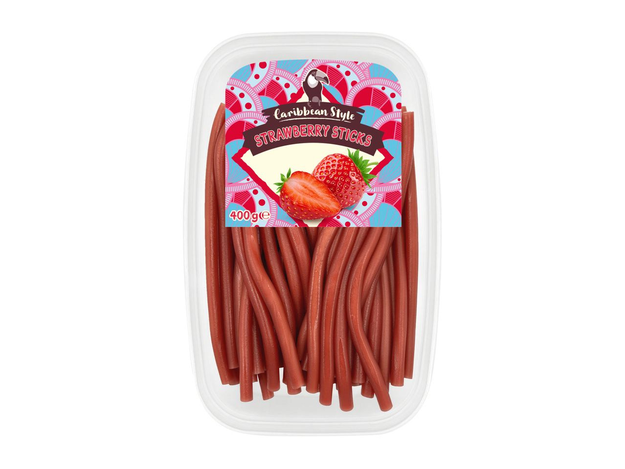 A package of strawberry licorice sticks.