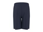 Dark blue athletic shorts with an elastic waistband, viewed from the back.