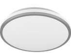 Candeeiro de casa de banho LED Livarno com difusor branco e acabamento cinzento.