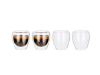 Conjunto de 4 copos térmicos Silvercrest®, dois com café expresso e dois vazios.