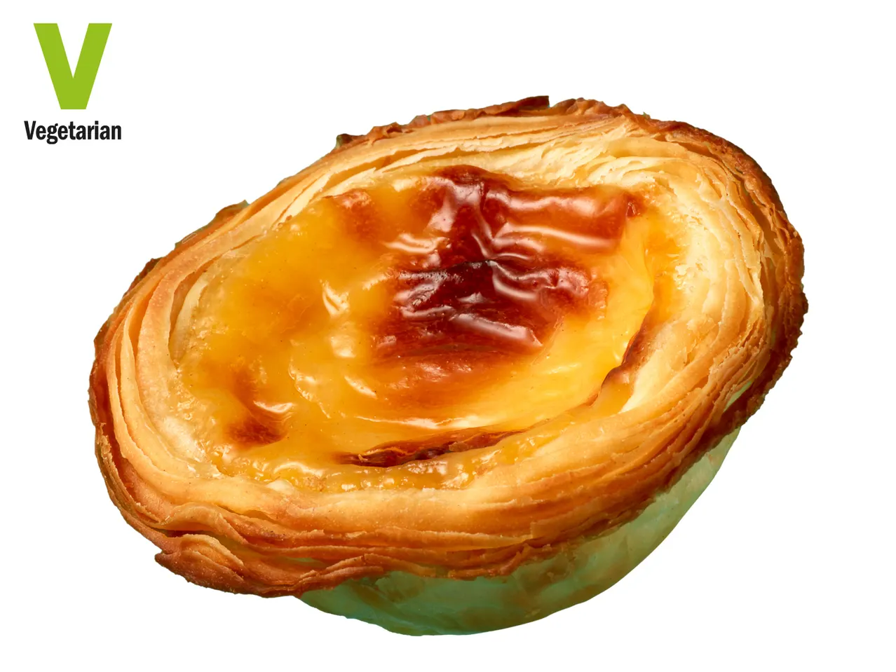 Vegetarian pastry, sweet custard and puff pastry.