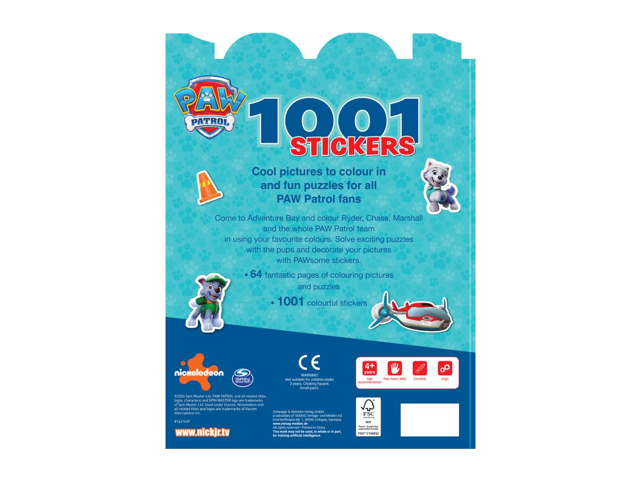 Children's sticker and activity book with 1001 stickers, colouring pictures, and puzzles.