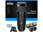 Braun Series 3 300BT scheerapparaat met baardtrimmeropzetstukken.