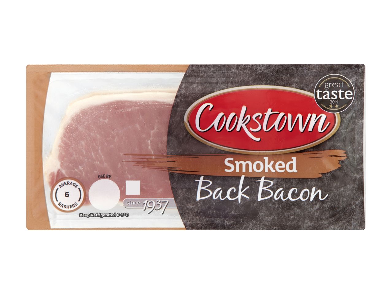 Pack of smoked back bacon with an average of 6 rashers, awarded for great taste.