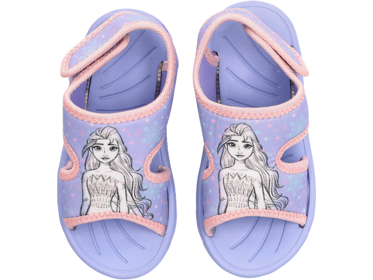 Sandálias de borracha lilás com estampa da Elsa de Frozen para menina