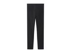 Black leggings with an elastic waistband, made from a comfortable, stretchy fabric.