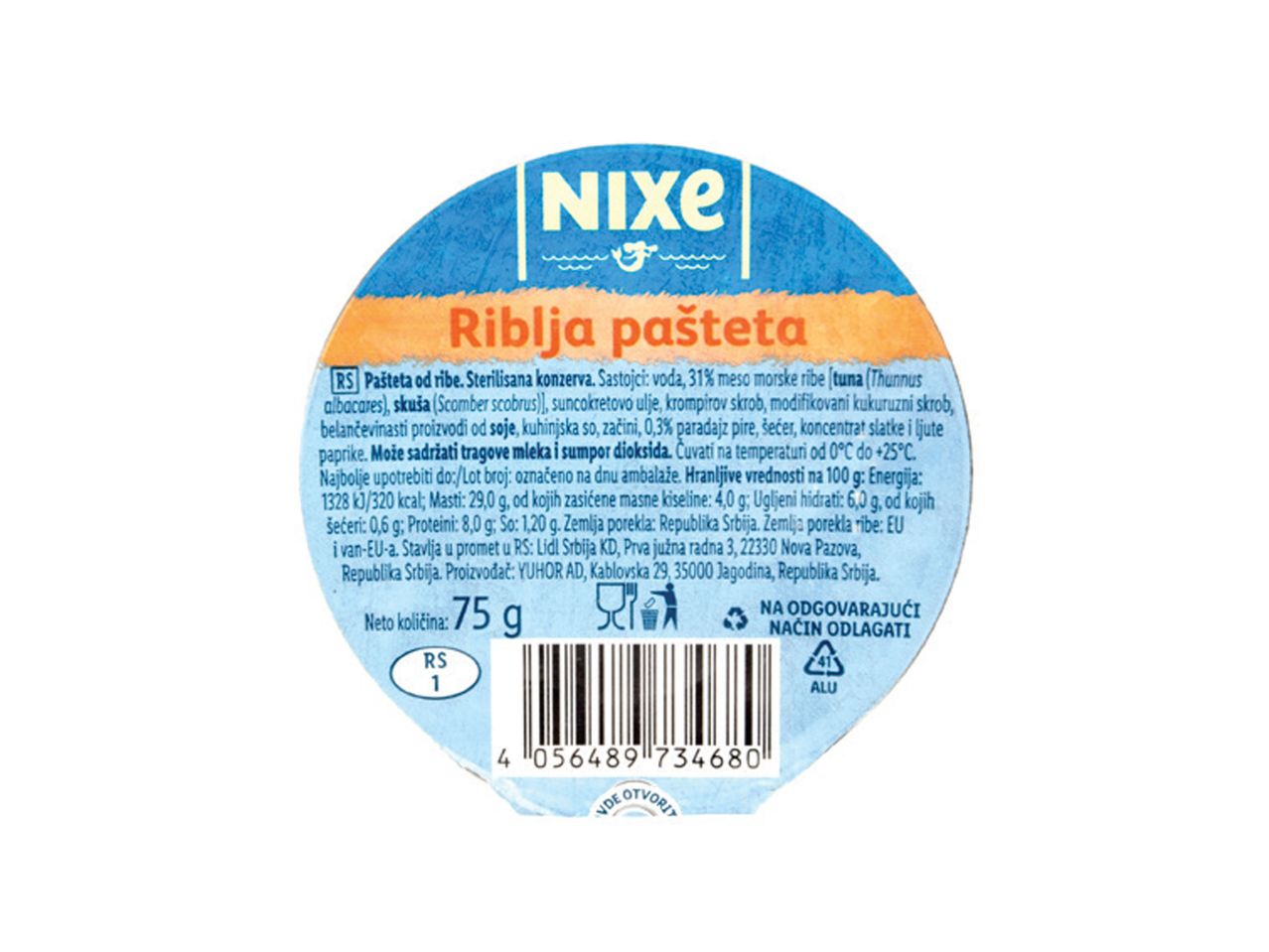 Pakovanje Nixie biljne paštete.
