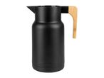 Black thermal carafe with bamboo handle.