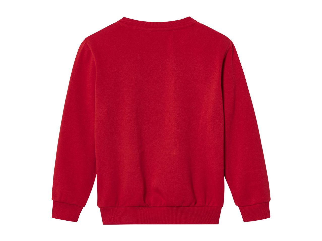 Red long-sleeve children's sweatshirt.