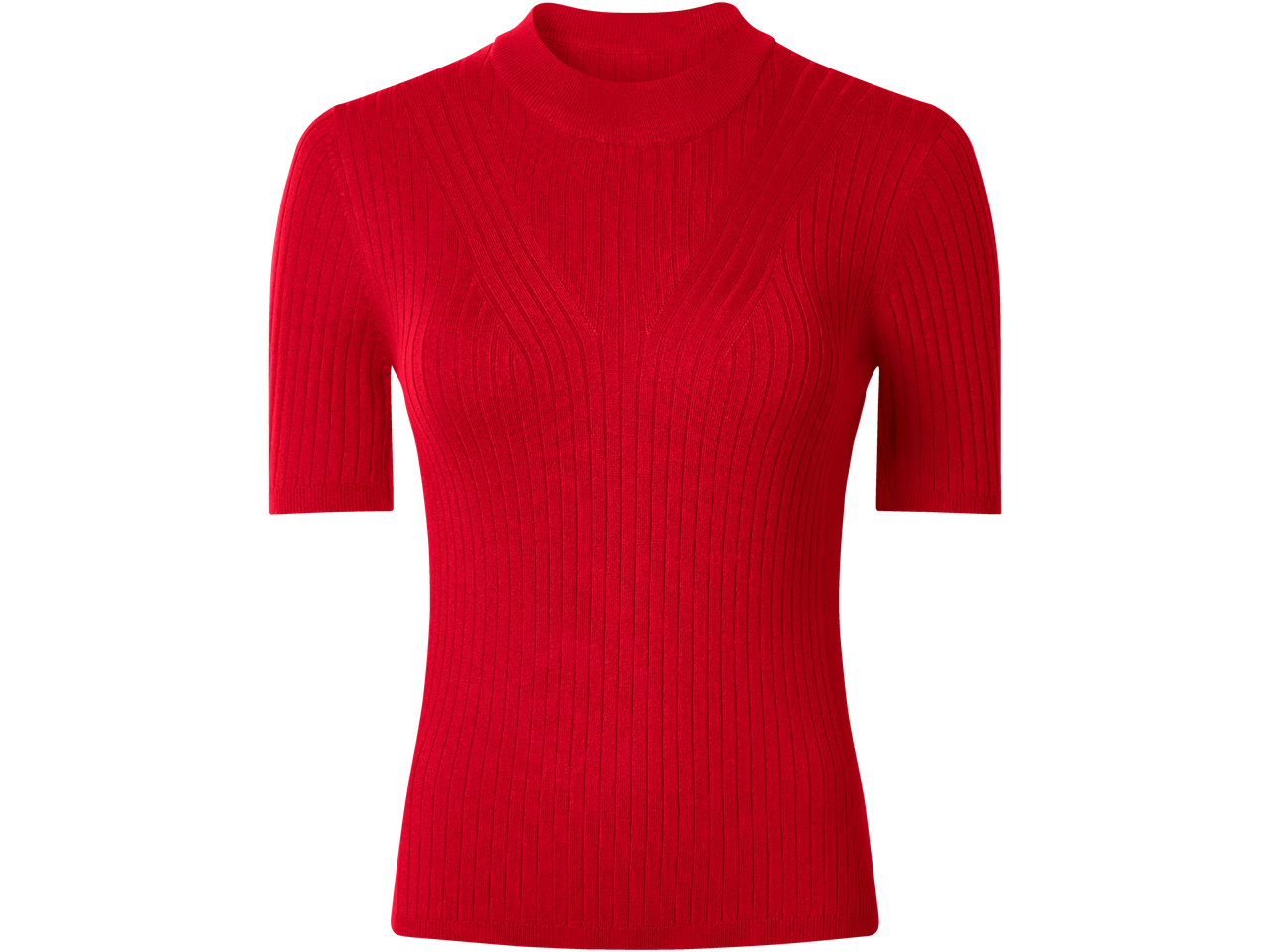Plonas raudonas esmara® megztinis su trumpomis rankovėmis ir aukšta apykakle.