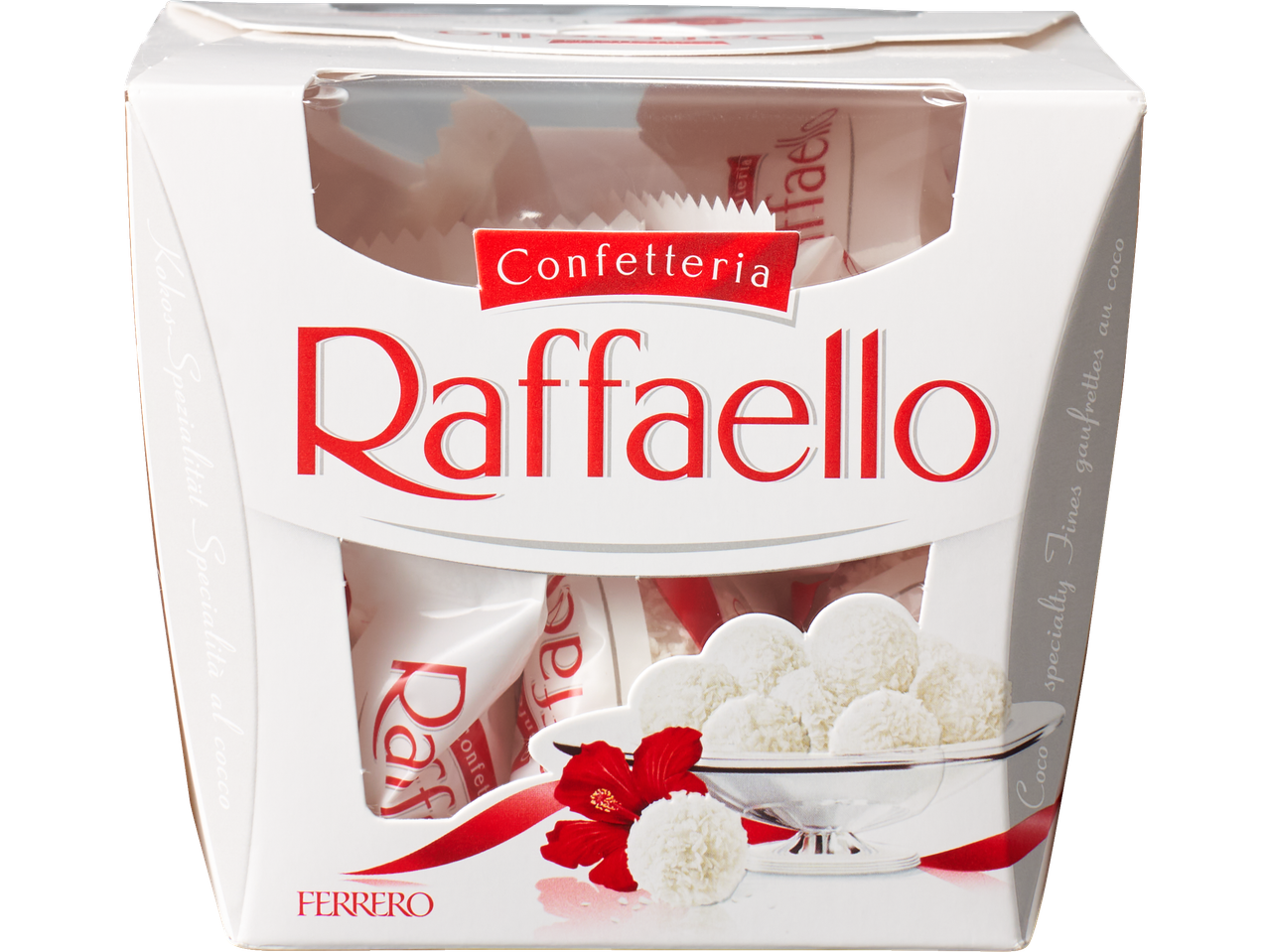 Raffaello Confetteria Konfektes kookosega, eestvaade.